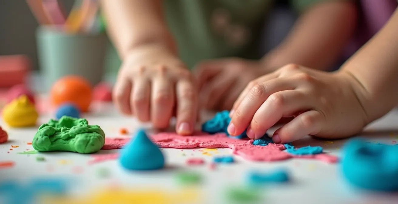 Enfant et nounou engagés dans une activité créative manuelle à la maison
