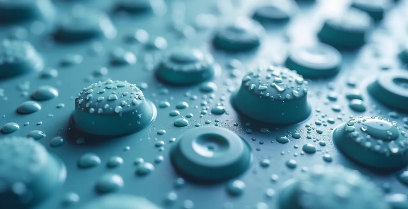 Gros plan sur surface texturée antidérapante avec ventouses